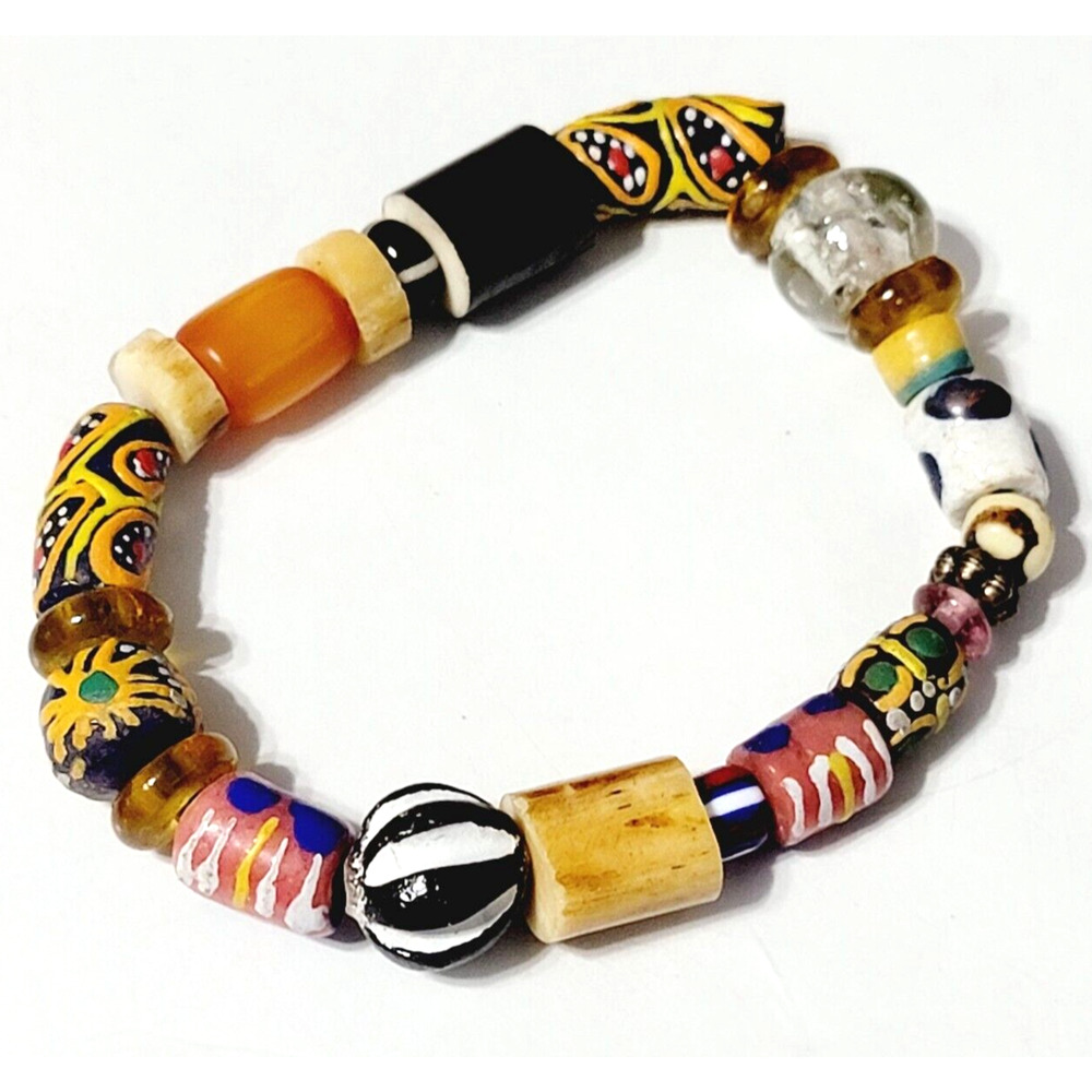 Vintage Tribal‎ Beaded Bracelet Colorful Mixed Materials Agate Wood sbr-23